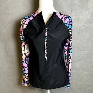 Raisins Womens Long Sleeve Rash Guard Swim Beach Surf Vacation Juniors L Top